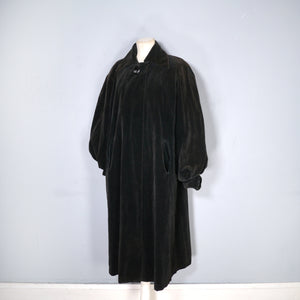 40s 50s SHUBETTE BLACK FINE VELVETY CORD BALLOON SLEEVE COAT - M