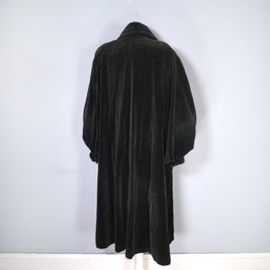 40s 50s SHUBETTE BLACK FINE VELVETY CORD BALLOON SLEEVE COAT - M