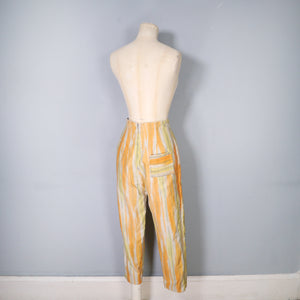 50s 60s REVERSIBLE BROWN AND ORANGE HIGH WAISTED PEDAL PUSHERS - 24"
