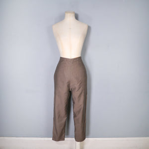 50s 60s REVERSIBLE BROWN AND ORANGE HIGH WAISTED PEDAL PUSHERS - 24"