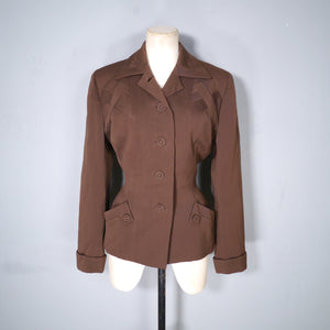 40s CHESTNUT BROWN "CALIFORNIA TRAVELER" FITTED SUIT JACKET - M