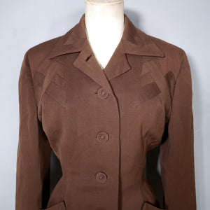 40s CHESTNUT BROWN "CALIFORNIA TRAVELER" FITTED SUIT JACKET - M