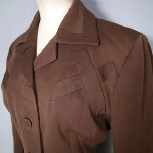 40s CHESTNUT BROWN "CALIFORNIA TRAVELER" FITTED SUIT JACKET - M