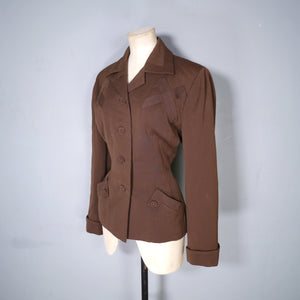 40s CHESTNUT BROWN "CALIFORNIA TRAVELER" FITTED SUIT JACKET - M