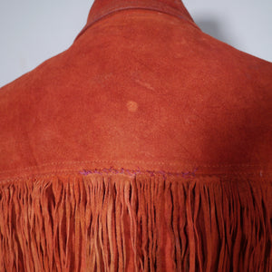 50s ORIGINAL "LEYVA'S" MEXICAN FRINGED SUEDE WESTERN JACKET - S