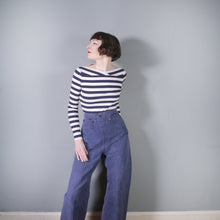 Load image into Gallery viewer, 50s 60s BLUE BUTTON WAIST CHORE / WORKWEAR WIDE LEG TROUSERS - 32&quot;