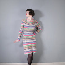 Load image into Gallery viewer, HANDMADE MISSONI STYLE ZIGZAG KNIT FITTED JUMPER DRESS WITH COWL NECK - M