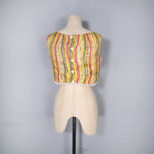 Load image into Gallery viewer, 50s 60s &quot;TREND&quot; BEACHWEAR STRIPED CROP TOP WITH POMPOM FRINGE - S-M