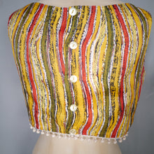 Load image into Gallery viewer, 50s 60s &quot;TREND&quot; BEACHWEAR STRIPED CROP TOP WITH POMPOM FRINGE - S-M