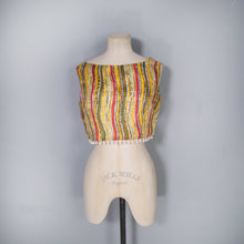 Load image into Gallery viewer, 50s 60s &quot;TREND&quot; BEACHWEAR STRIPED CROP TOP WITH POMPOM FRINGE - S-M