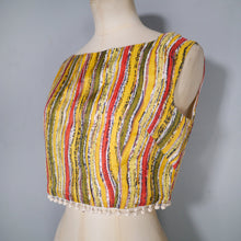 Load image into Gallery viewer, 50s 60s &quot;TREND&quot; BEACHWEAR STRIPED CROP TOP WITH POMPOM FRINGE - S-M