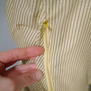 50s SHEER YELLOW AND GREY STRIPED DAY DRESS - S