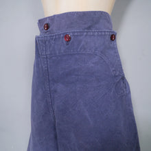 Load image into Gallery viewer, 50s 60s BLUE BUTTON WAIST CHORE / WORKWEAR WIDE LEG TROUSERS - 32&quot;