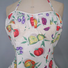 Load image into Gallery viewer, SLIX 50s NOVELTY FRUIT AND VEG PRINT COTTON ROMPER SWIMSUIT - S