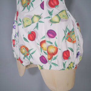 SLIX 50s NOVELTY FRUIT AND VEG PRINT COTTON ROMPER SWIMSUIT - S