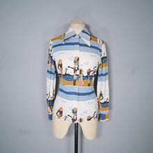 Load image into Gallery viewer, 70s NOVELTY BEACH FASHION PRINT FITTED JERSEY SHIRT - XS-S