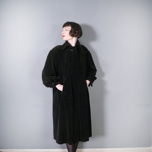 40s 50s SHUBETTE BLACK FINE VELVETY CORD BALLOON SLEEVE COAT - M