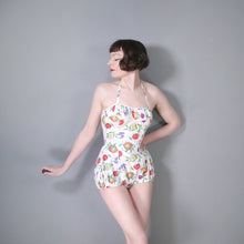 Load image into Gallery viewer, SLIX 50s NOVELTY FRUIT AND VEG PRINT COTTON ROMPER SWIMSUIT - S