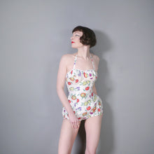 Load image into Gallery viewer, SLIX 50s NOVELTY FRUIT AND VEG PRINT COTTON ROMPER SWIMSUIT - S