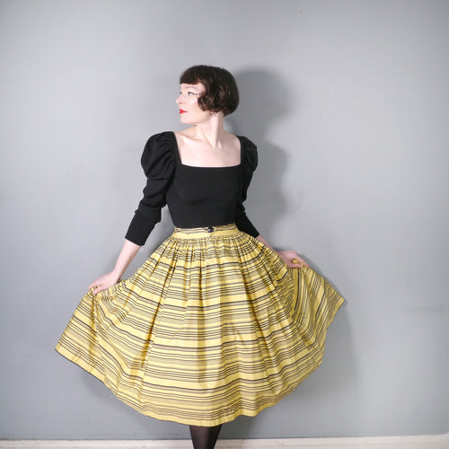 50s YELLOW and BLACK STRIPED HORROCKSES SKIRT - 26.5