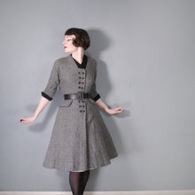 Load image into Gallery viewer, 70s does 40s / 50s GREY WOOL FIT AND FLARE NEW LOOK STYLE DRESS - XS