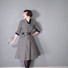 Load image into Gallery viewer, 70s does 40s / 50s GREY WOOL FIT AND FLARE NEW LOOK STYLE DRESS - XS