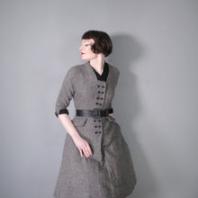 Load image into Gallery viewer, 70s does 40s / 50s GREY WOOL FIT AND FLARE NEW LOOK STYLE DRESS - XS