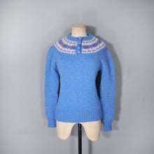 Load image into Gallery viewer, 70s CORNFLOWER BLUE FAIRISLE SHETLAND WOOL JUMPER - S