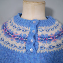 Load image into Gallery viewer, 70s CORNFLOWER BLUE FAIRISLE SHETLAND WOOL JUMPER - S