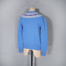 Load image into Gallery viewer, 70s CORNFLOWER BLUE FAIRISLE SHETLAND WOOL JUMPER - S