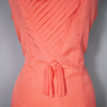 Load image into Gallery viewer, 60s &quot;RODNEY&quot; CORAL ORANGE SHIFT DRESS WITH PLEAT DETAILS - M
