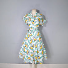 Load image into Gallery viewer, 40s SOFT RAYON GREEN AND YELLOW FLORAL PRINT DRESS - XS