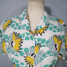 Load image into Gallery viewer, 40s SOFT RAYON GREEN AND YELLOW FLORAL PRINT DRESS - XS