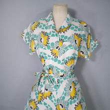 Load image into Gallery viewer, 40s SOFT RAYON GREEN AND YELLOW FLORAL PRINT DRESS - XS