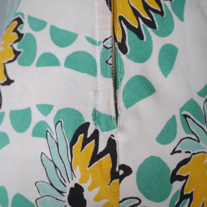 40s SOFT RAYON GREEN AND YELLOW FLORAL PRINT DRESS - XS