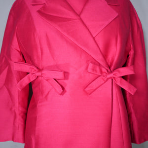 60s JEAN PATOU SHOCKING PINK SHIFT DRESS AND COAT SET - M