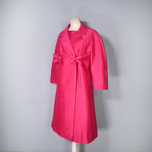 60s JEAN PATOU SHOCKING PINK SHIFT DRESS AND COAT SET - M