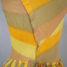 Load image into Gallery viewer, 60s ONE SHOULDER YELLOW STRIPE FULL SKIRTED DRESS - XS