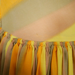 60s ONE SHOULDER YELLOW STRIPE FULL SKIRTED DRESS - XS