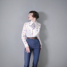 Load image into Gallery viewer, 70s ROCKMOUNT RANCH WEAR BUTTERFLY EMBROIDERED  RUFFLED WESTERN SHIRT - M-L