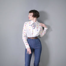 Load image into Gallery viewer, 70s ROCKMOUNT RANCH WEAR BUTTERFLY EMBROIDERED  RUFFLED WESTERN SHIRT - M-L