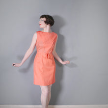 Load image into Gallery viewer, 60s &quot;RODNEY&quot; CORAL ORANGE SHIFT DRESS WITH PLEAT DETAILS - M