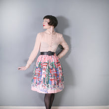 Load image into Gallery viewer, PINK 50s NOVELTY BORDER VILLAGE PRINT SKIRT - 24&quot;