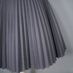 60s GREY WOOL WORSTED BLEND FULL PLEATED SKIRT - 27-27.5"