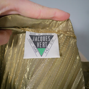 80s JACQUES VERT METALLIC GOLD PLEATED FULL SKIRT - 27.5"