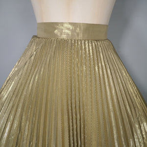 80s JACQUES VERT METALLIC GOLD PLEATED FULL SKIRT - 27.5"