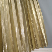 Load image into Gallery viewer, 80s JACQUES VERT METALLIC GOLD PLEATED FULL SKIRT - 27.5&quot;