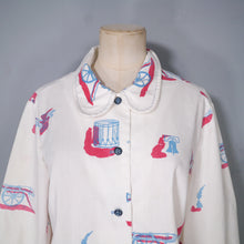 Load image into Gallery viewer, 70s VESTED GENTRESS NOVELTY PRINT LIGHT DUSTER COAT / DRESS - M-L