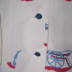 70s VESTED GENTRESS NOVELTY PRINT LIGHT DUSTER COAT / DRESS - M-L