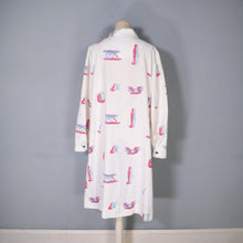 Load image into Gallery viewer, 70s VESTED GENTRESS NOVELTY PRINT LIGHT DUSTER COAT / DRESS - M-L